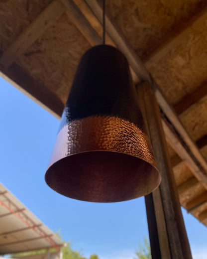 Hammered Two-Tone Copper Pendant Light - Farmhouse Hanging Light -Nyx