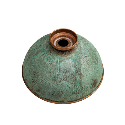 Green Patina Hammered Copper Vessel Sink – Handmade Bathroom Vanity Bowl