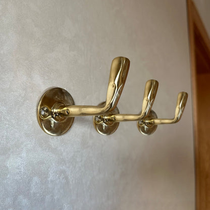 Handmade Unlacquered Brass Wall-Mounted Coat Hook