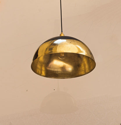 Brass Light Fixture Dome Unlacquered Brass and Black  Pendant Light Island Kitchen