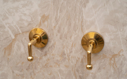 Unlacquered Brass Shower Set with Lever Handles & Rough-In Valve