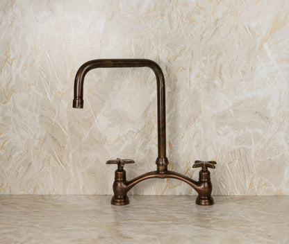 Vintage Red Copper Kitchen Faucet – Dual Cross Handles