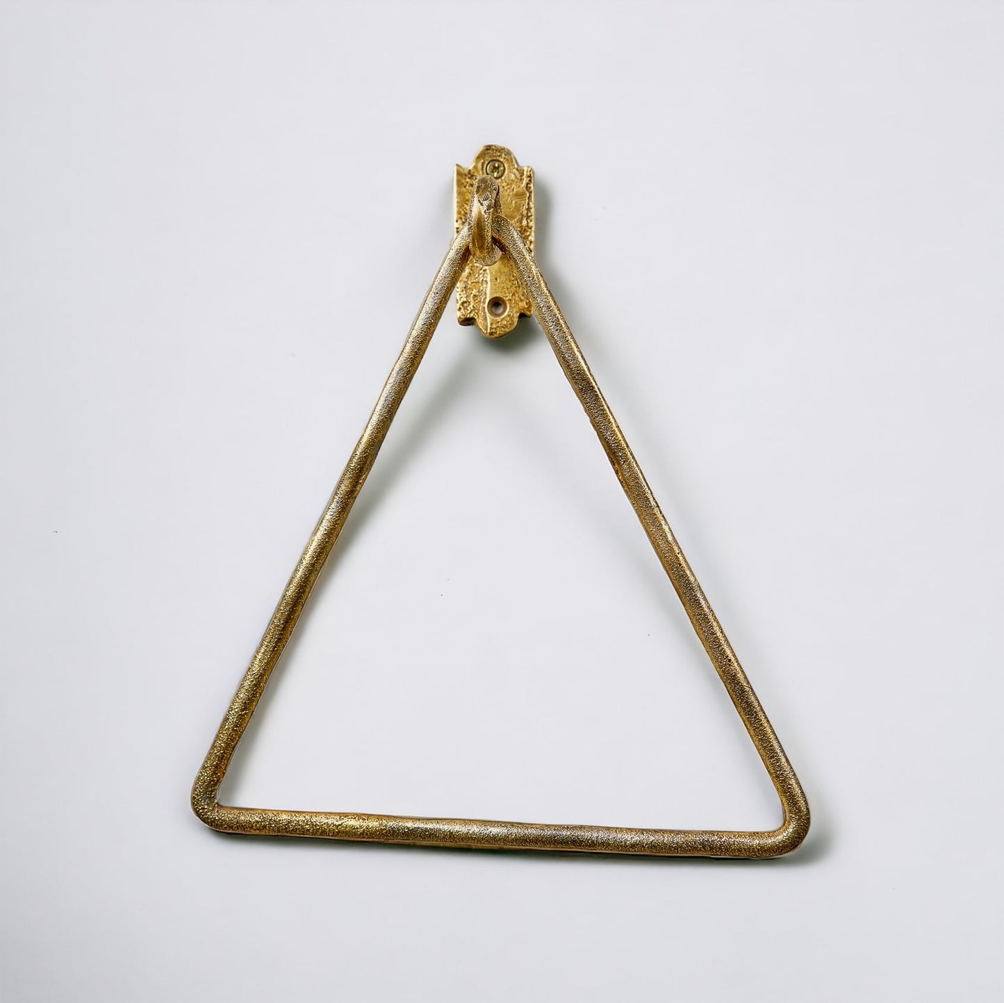 Handcrafted Brass Triangle Towel Ring – Wall Mounted Unlacquered Bathroom Holder