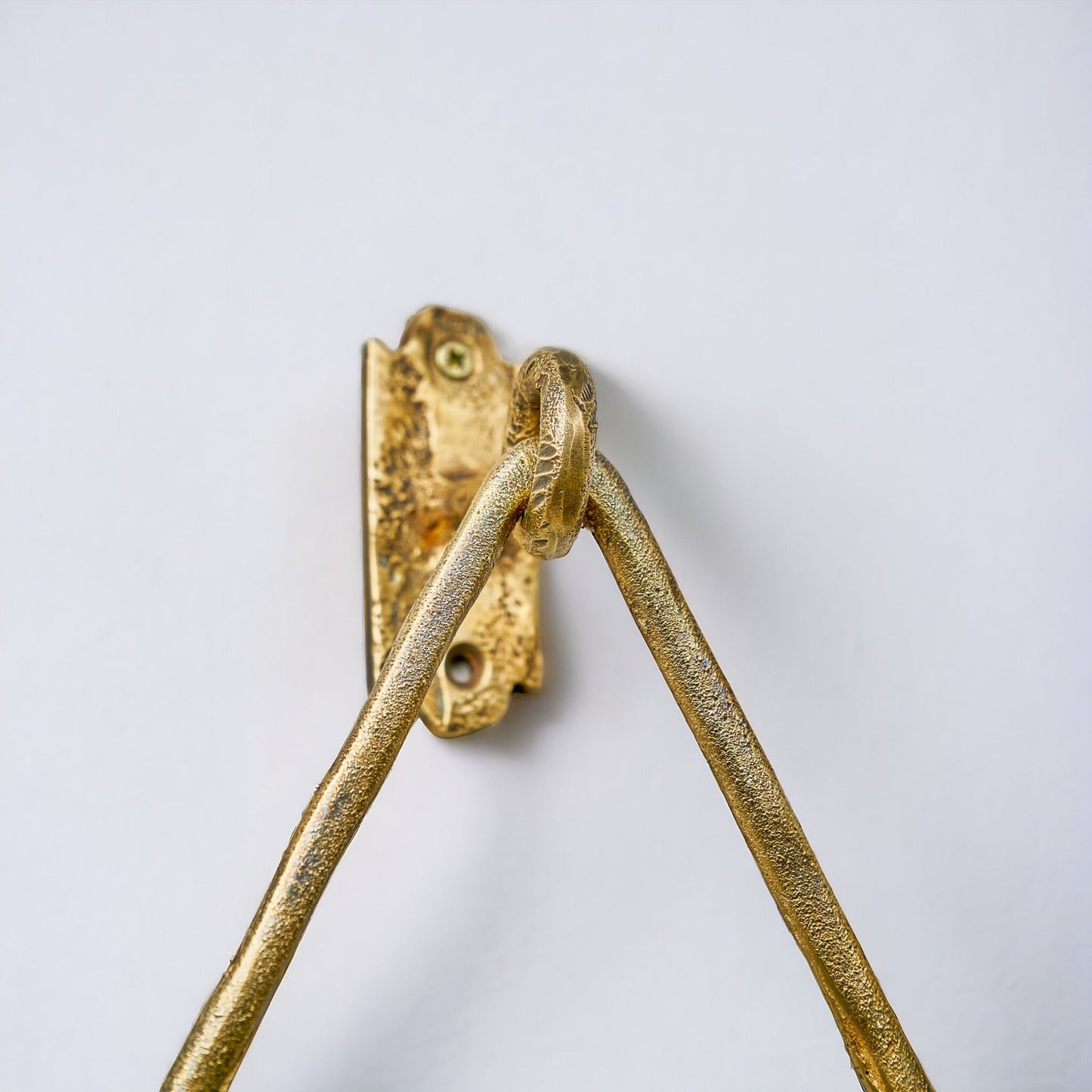 Handcrafted Brass Triangle Towel Ring – Wall Mounted Unlacquered Bathroom Holder