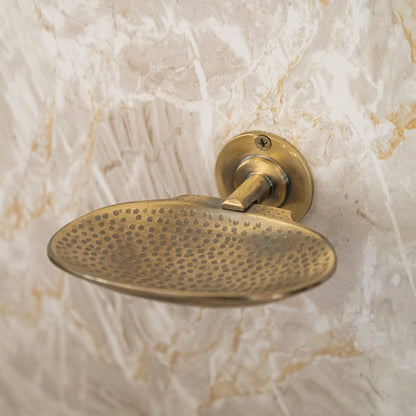 Antique Brass Wall Mounted Soap Dish – Hand-Hammered Solid Brass Holder