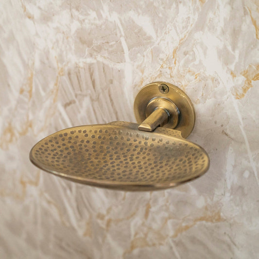 Antique Brass Wall Mounted Soap Dish – Hand-Hammered Solid Brass Holder