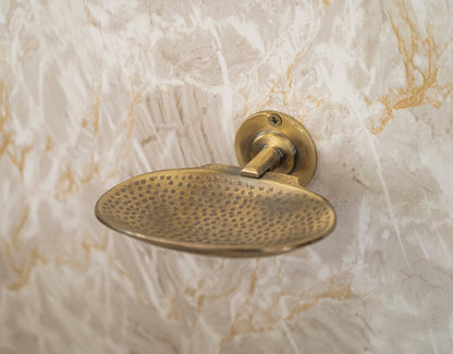 Antique Brass Wall Mounted Soap Dish – Hand-Hammered Solid Brass Holder