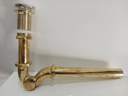 Unlacquered Brass Bottle Trap – Handmade Solid Brass Sink Drain Pipe for Bathroom Vanity