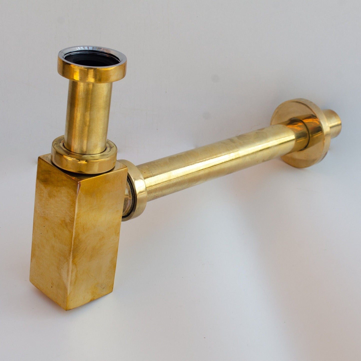 Unlacquered Brass Bottle Trap with Pop-Up Drain – Solid Brass Sink Waste Set