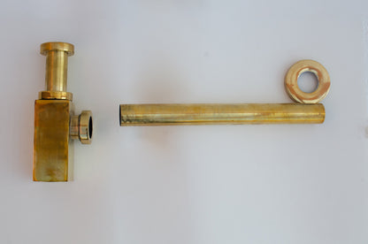 Unlacquered Brass Bottle Trap with Pop-Up Drain – Solid Brass Sink Waste Set