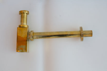 Unlacquered Brass Bottle Trap with Pop-Up Drain – Solid Brass Sink Waste Set